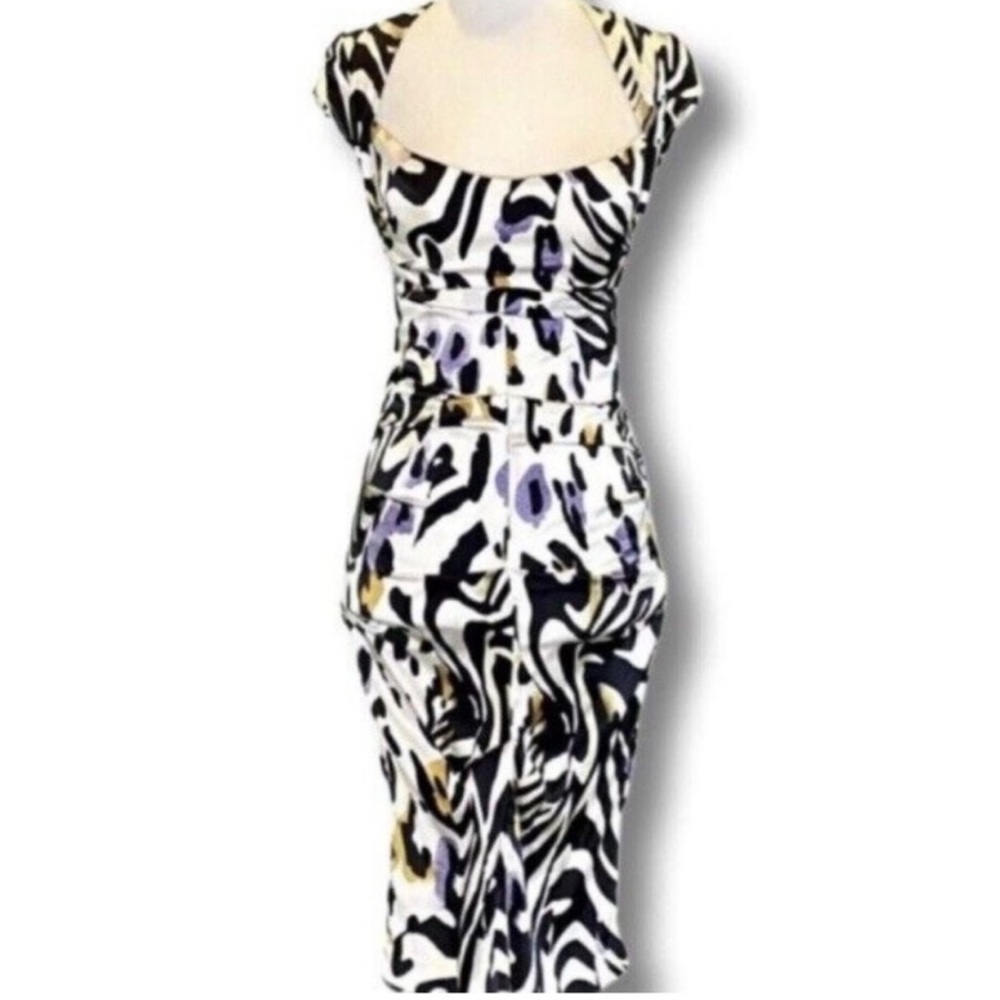 Cache Silk Cocktail Dress Backless Zebra Animal Print